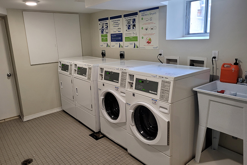 Well-lighted, spacious apartment community laundry